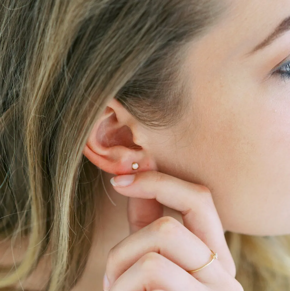 Silver Opal Orb Stud Earrings