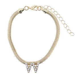 Snake Chain Initial Bracelet| W