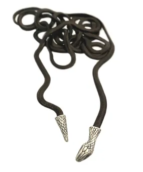 Snake Lariat Necklace in silver & black