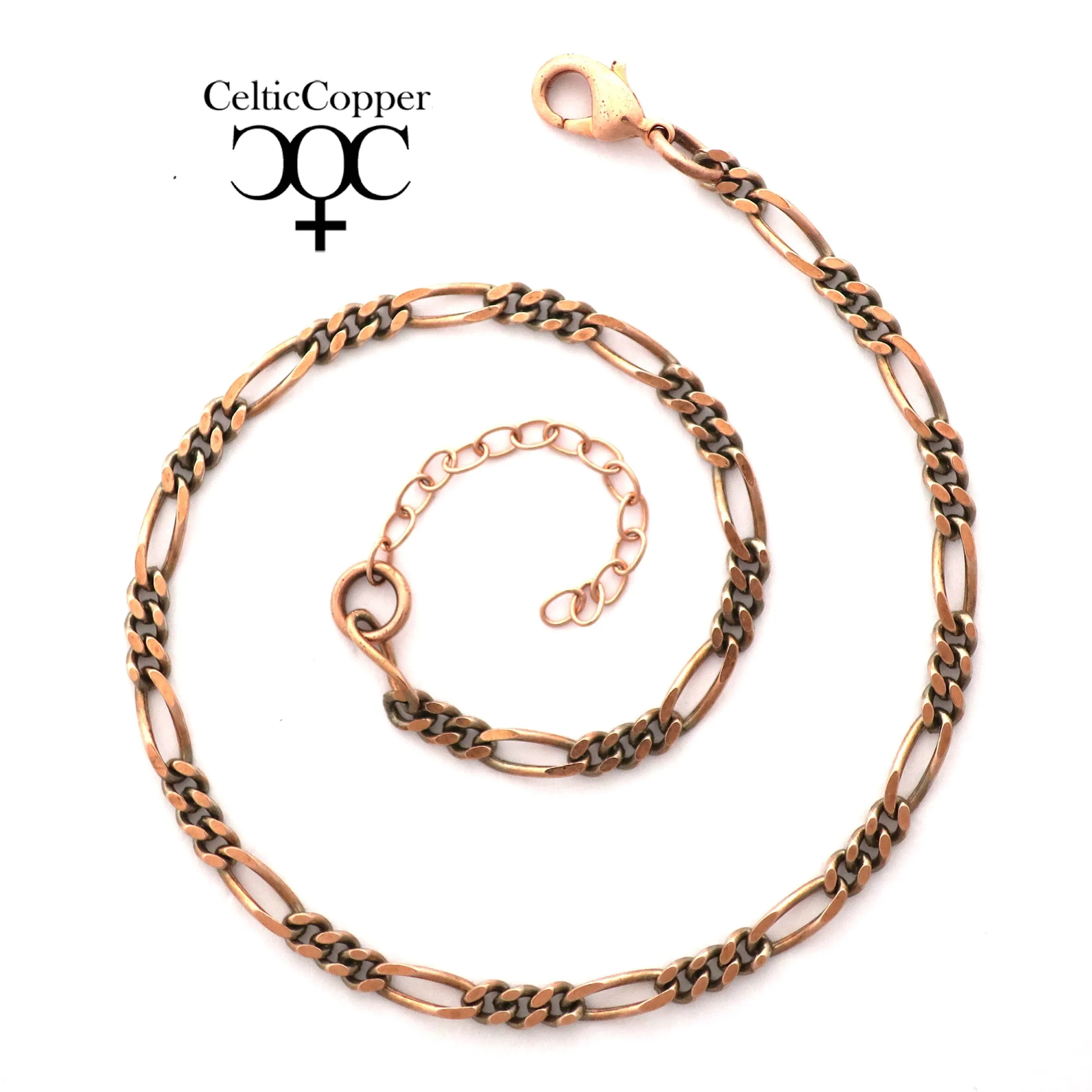 Solid Copper Ankle Bracelet Fine Figaro Chain Anklet AC41 Lightweight Adjustable Copper Figaro Anklet Chain