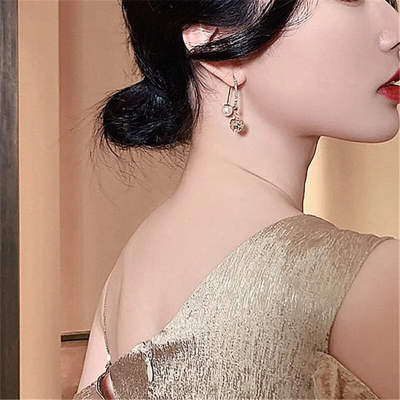 South Korea New Hollow-out Ball Drop Earrings