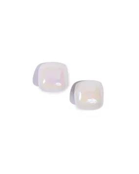 Square glaze white earrings