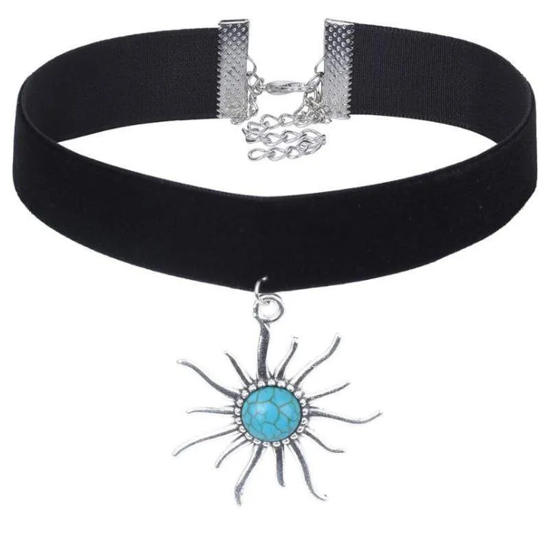 Sunlight of My Life Blue Choker Necklace