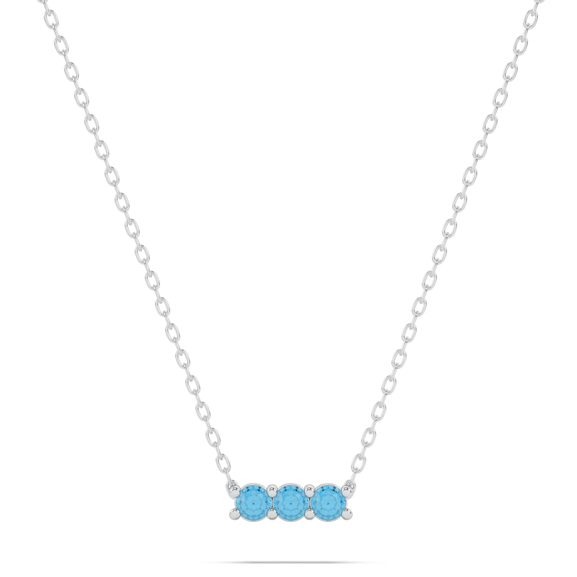 Three Stone Birthstone Bar Necklace