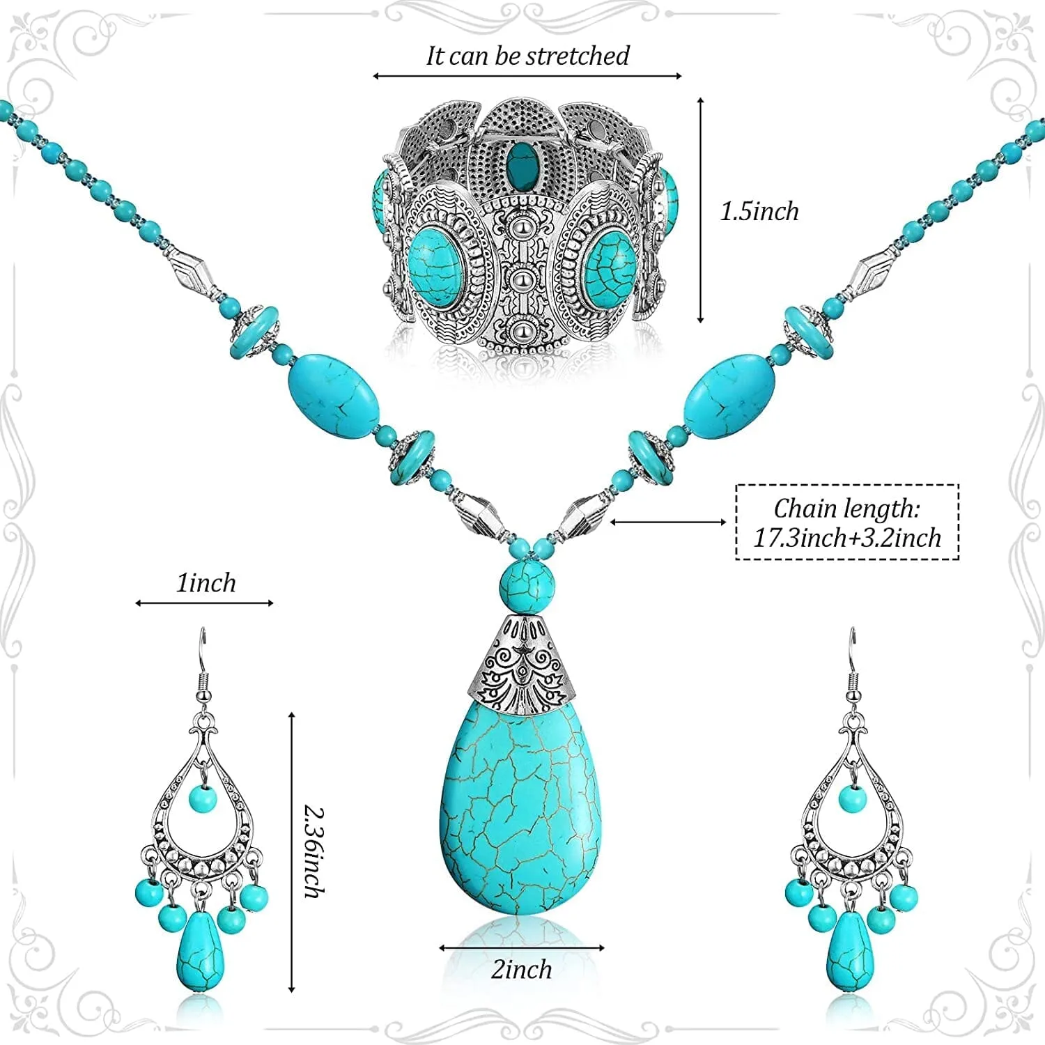 Trendy Bohemian Turquoise Jewelry Set