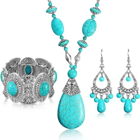 Trendy Bohemian Turquoise Jewelry Set