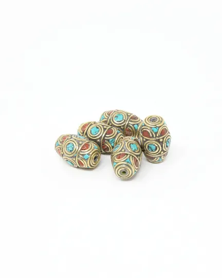 Tribal Bicone Turquoise Coral Beads for Jewellery Making - N103