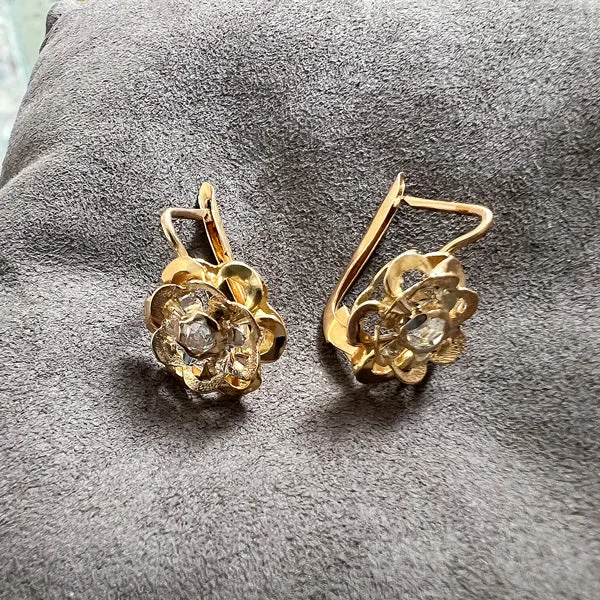 Vintage Diamond Flower Earrings