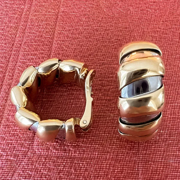 Vintage Two Toned Bulgari Hoop Earrings