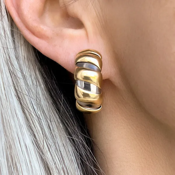 Vintage Two Toned Bulgari Hoop Earrings