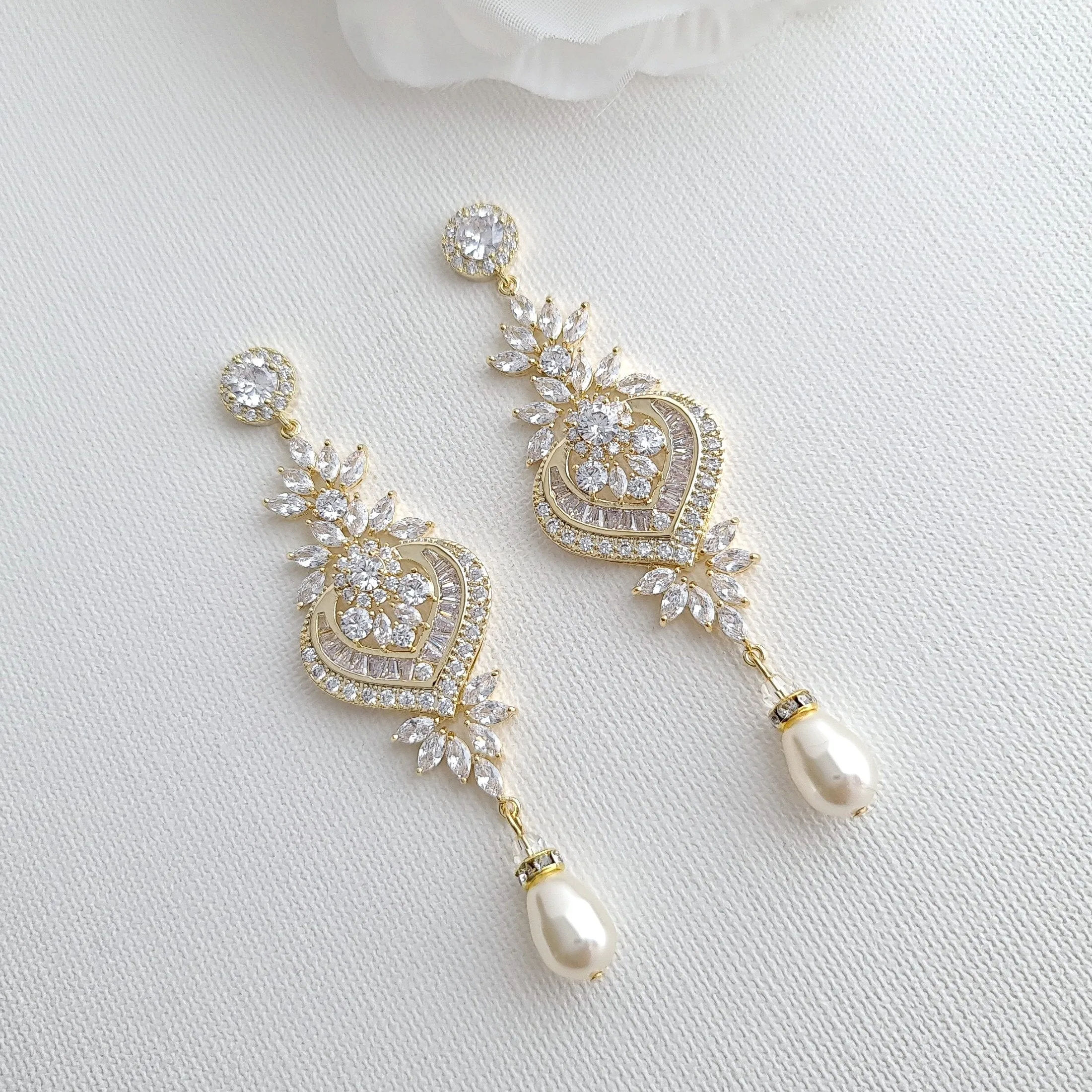 Wedding Earrings and Bracelet Set Silver- Rosa