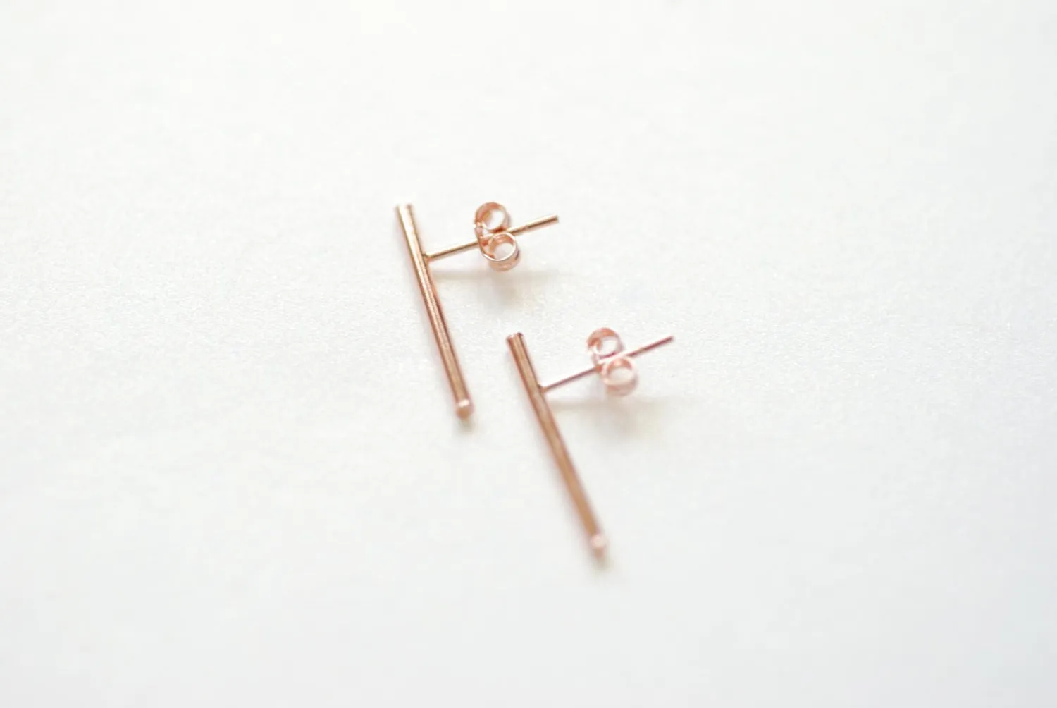 Wholesale Rose Gold Bar Earrings, Line Earrings, Stick earrings, bar stud earrings, minimalist earrings,Filament earrings, Ear Climbers, Post Earrings