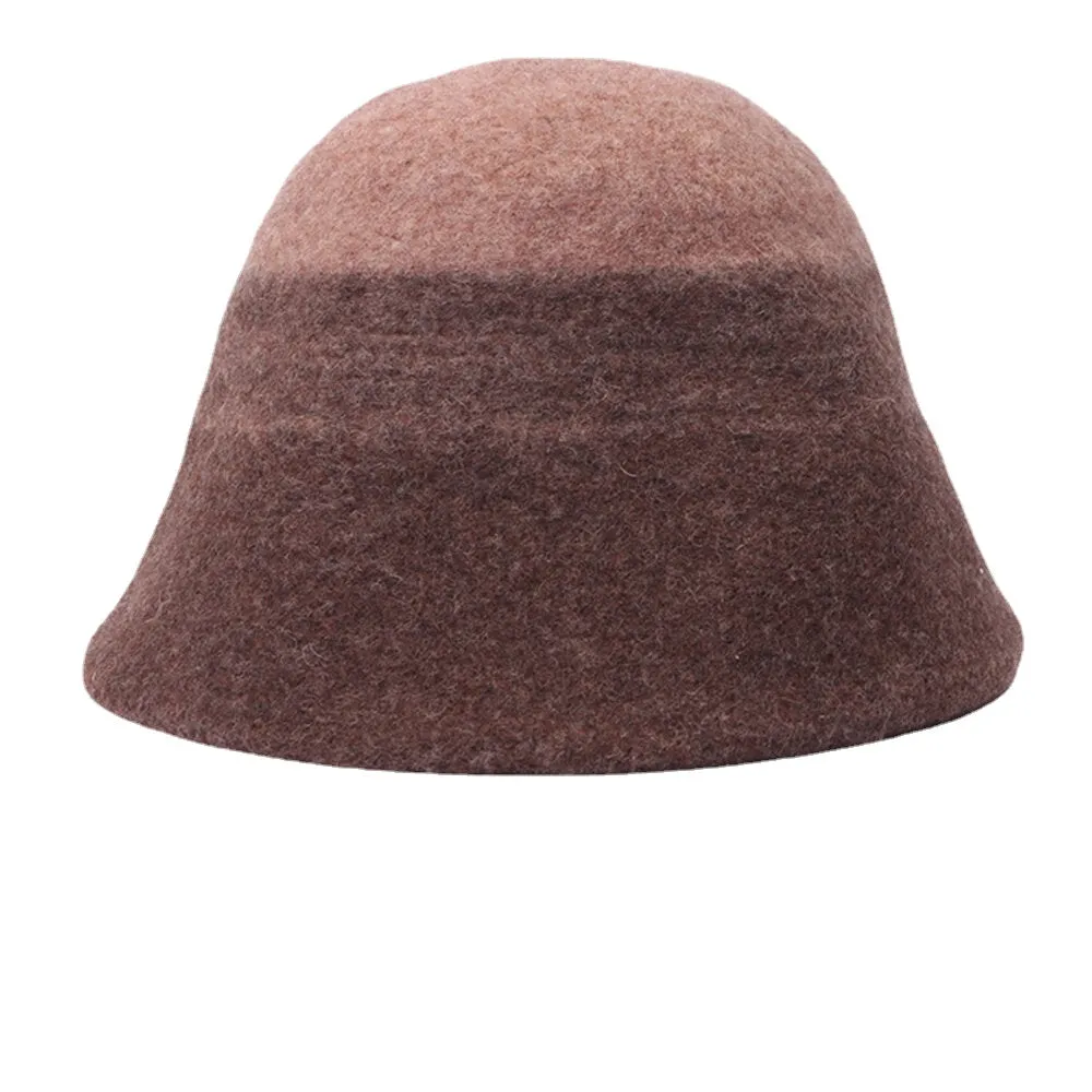 Women Woolen Double-sided Wear Short Brim Bucket Hat Outdoor Windproof Warm Bell-shape Fisherman Hat