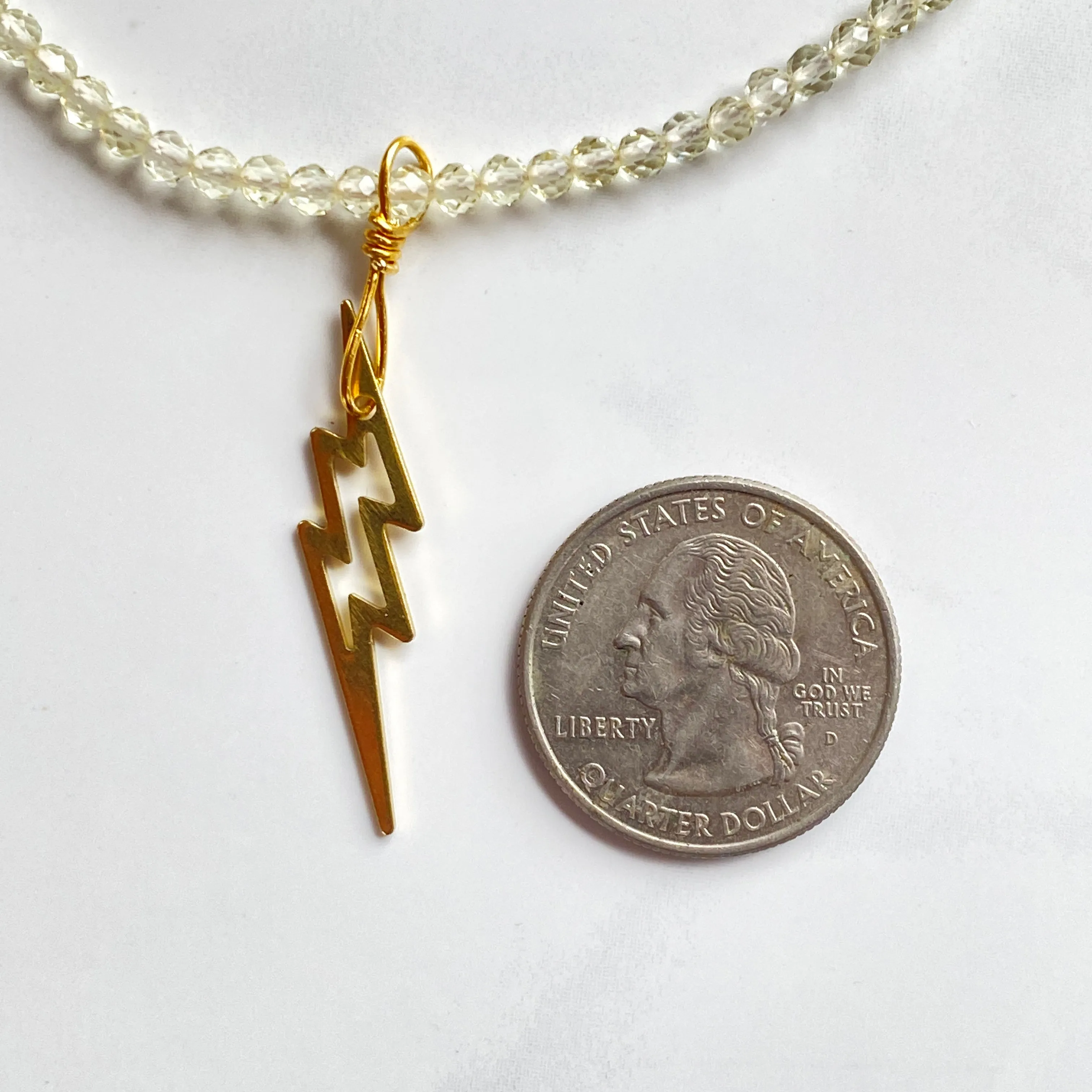 Yellow Topaz and Lightening Bolt Necklace