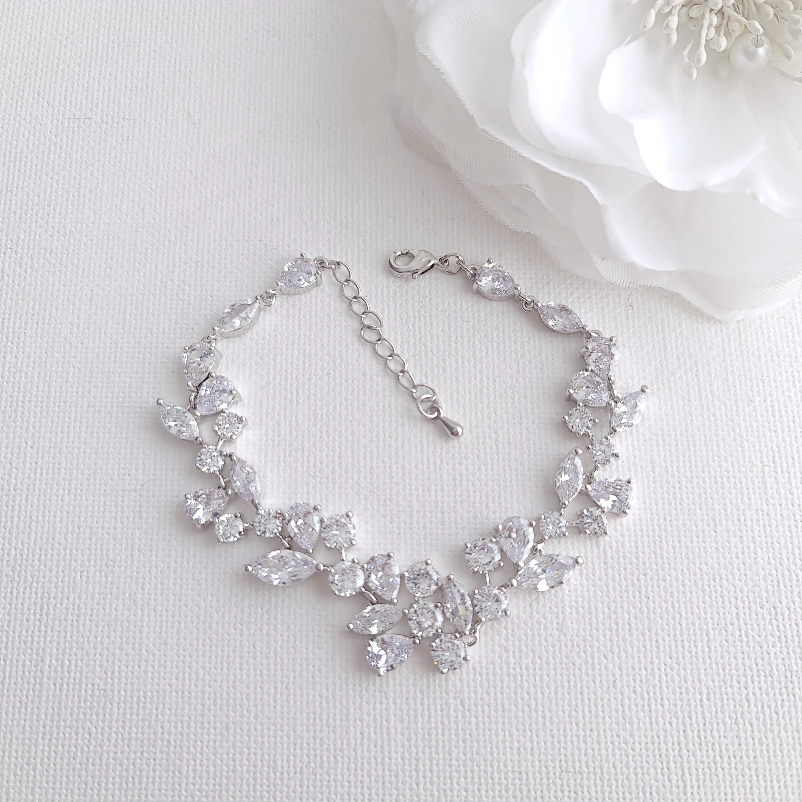 Zirconia Wedding Bracelet for Brides-Nicole