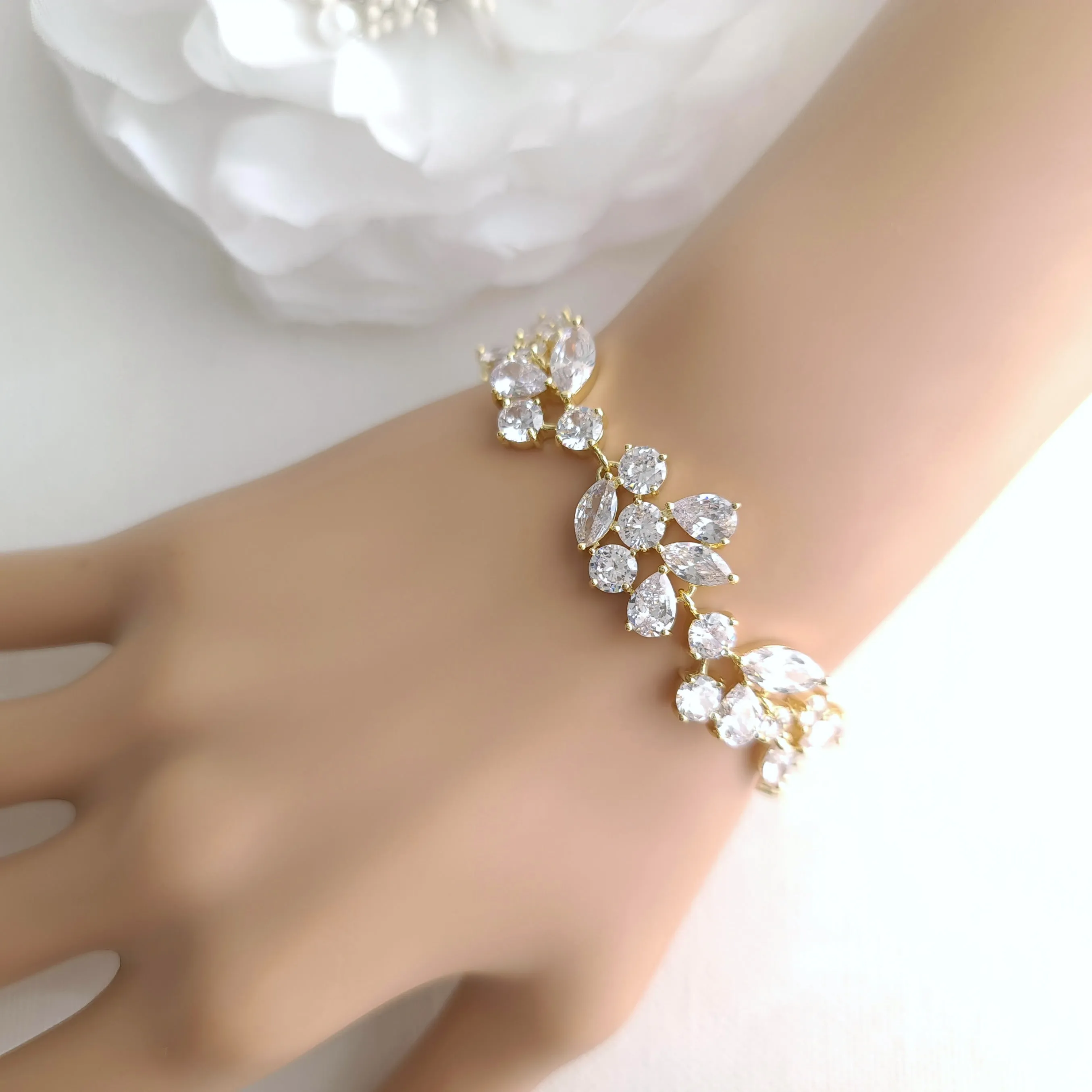 Zirconia Wedding Bracelet for Brides-Nicole