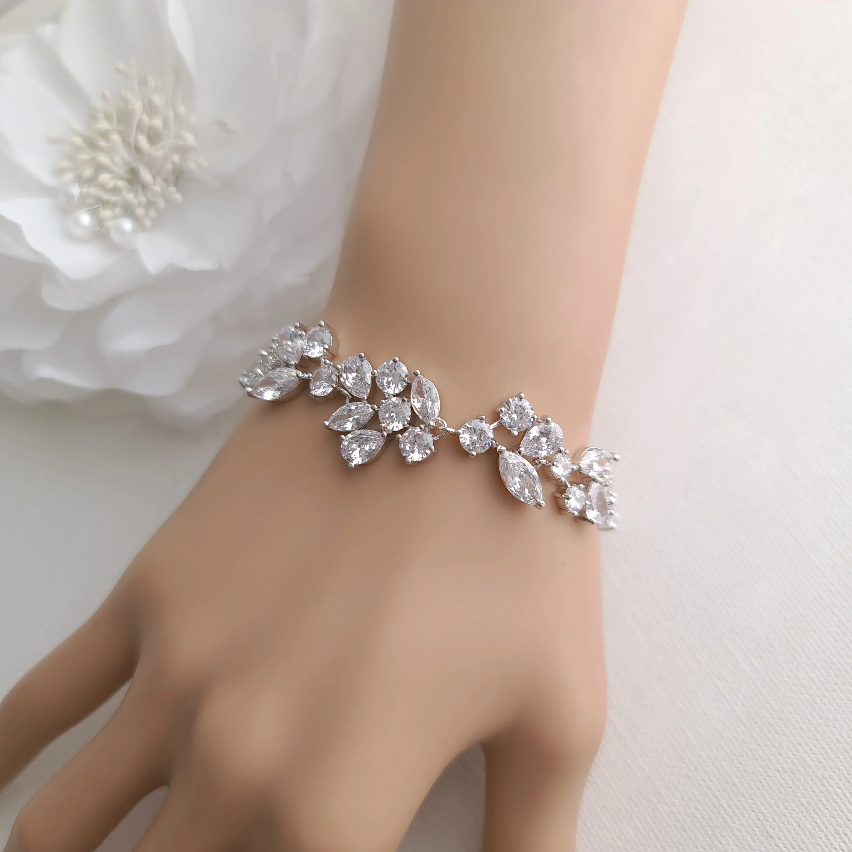 Zirconia Wedding Bracelet for Brides-Nicole